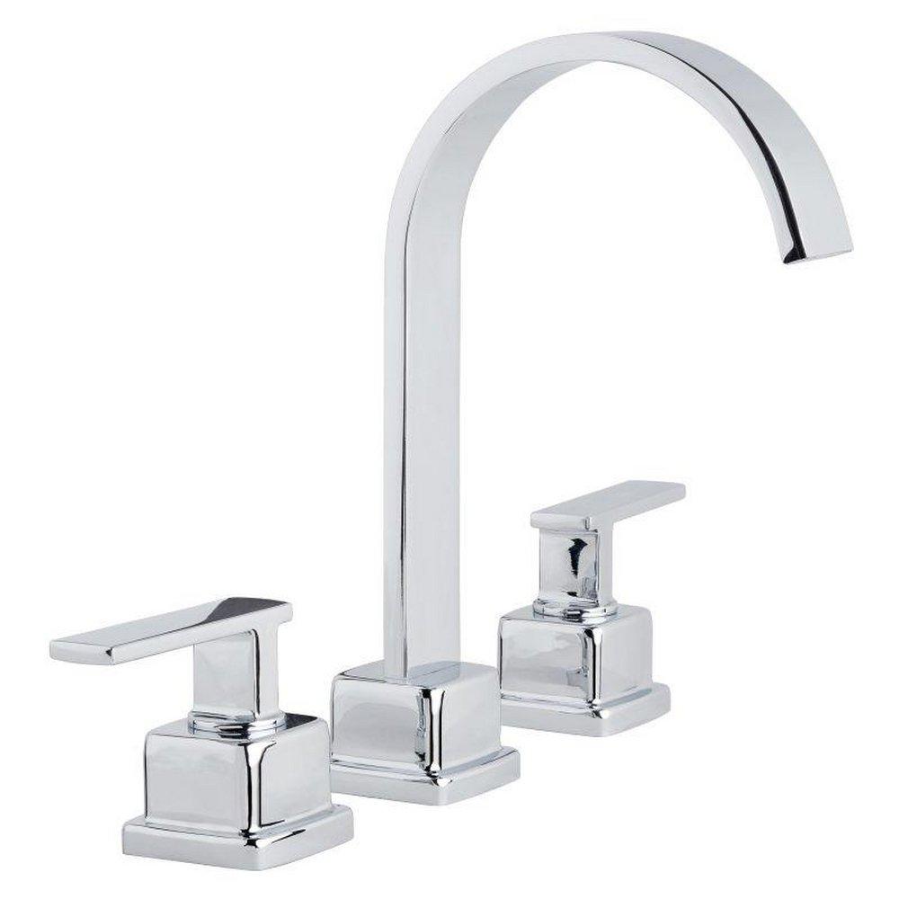 Miseno Polished Chrome Two Handle Bathroom Sink Faucet Lever Handle 