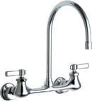 1.5 gpm 2 Hole Wall Mount Centerset Manual Sink Faucet with Double Lever Handle in Polished Chrome