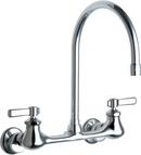 Chicago Faucets Polished Chrome 1.5 gpm 2 Hole Wall Mount Centerset Manual Sink Faucet with Double Lever Handle 