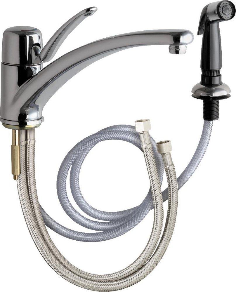 Chicago Faucets Polished Chrome 1.5 gpm 1 Hole Deck Mount Hot and Cold Water Mixing Sink Faucet with Single Lever Handle 