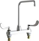 Chicago Faucets Polished Chrome Two Wristblade Handle Deck Mount Service Faucet 