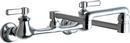 Chicago Faucets Polished Chrome 1.5 gpm 2 Hole Wall Mount Centerset Manual Sink Faucet with Double Lever Handle 
