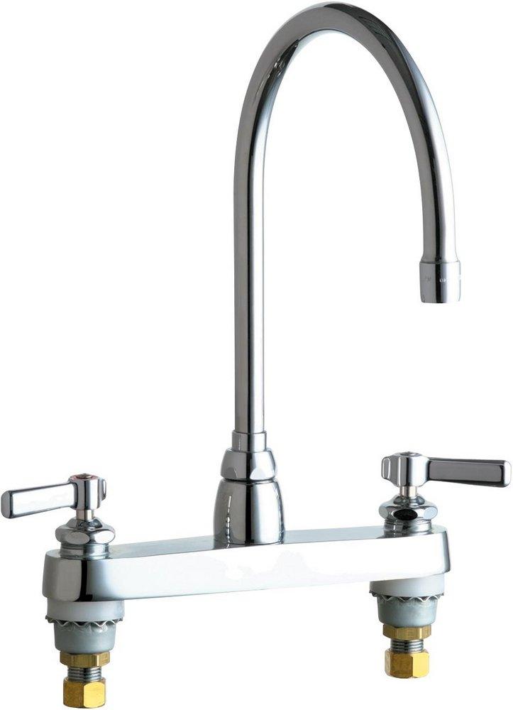 Chicago Faucets Polished Chrome 1.5 gpm 2-Hole Deck Mount ECAST&reg; Brass Kitchen Sink Faucet with Single Lever Handle 