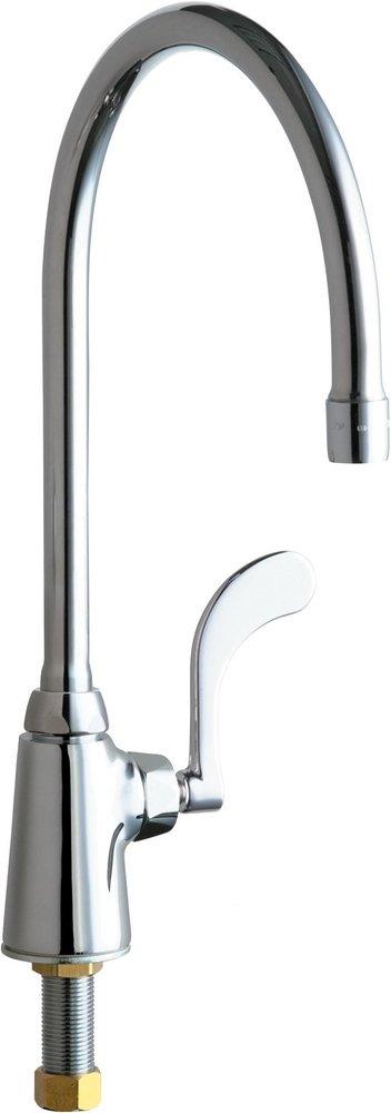 Chicago Faucets Polished Chrome 1.5 gpm 1 Hole Deck Mount Metering Sink Faucet with Single Wristblade Handle 