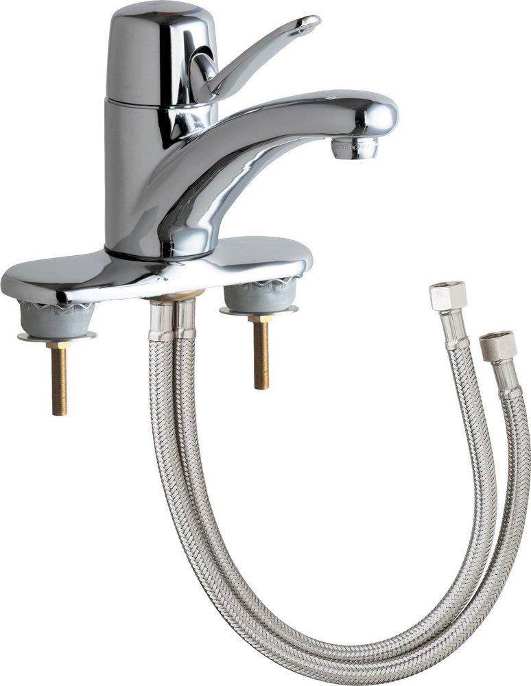 Chicago Faucets Polished Chrome 1 gpm 3 Hole Deck Mount Hot and Cold Water Mixing Sink Faucet with Single Lever Handle 