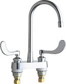 Chicago Faucets Polished Chrome 1 gpm 2 Hole Deck Mount Centerset Manual Sink Faucet with Double Wristblade Handle 