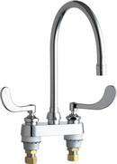 Chicago Faucets Polished Chrome 1 gpm 2 Hole Deck Mount Minispread Manual Sink Faucet with Double Wristblade Handle 