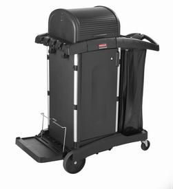 7.25 cf Plastic Hi Security Janitorial Cleaning Cart in Black