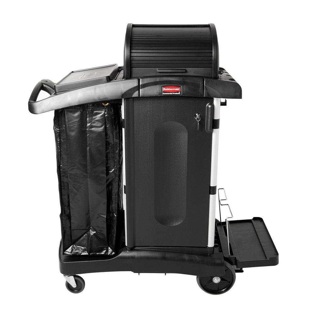 Rubbermaid Black 7.25 cf Plastic Hi Security Janitorial Cleaning Cart 