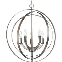 60W 5-Light Candelabra E-12 Base Incandescent Foyer Light in Burnished Silver