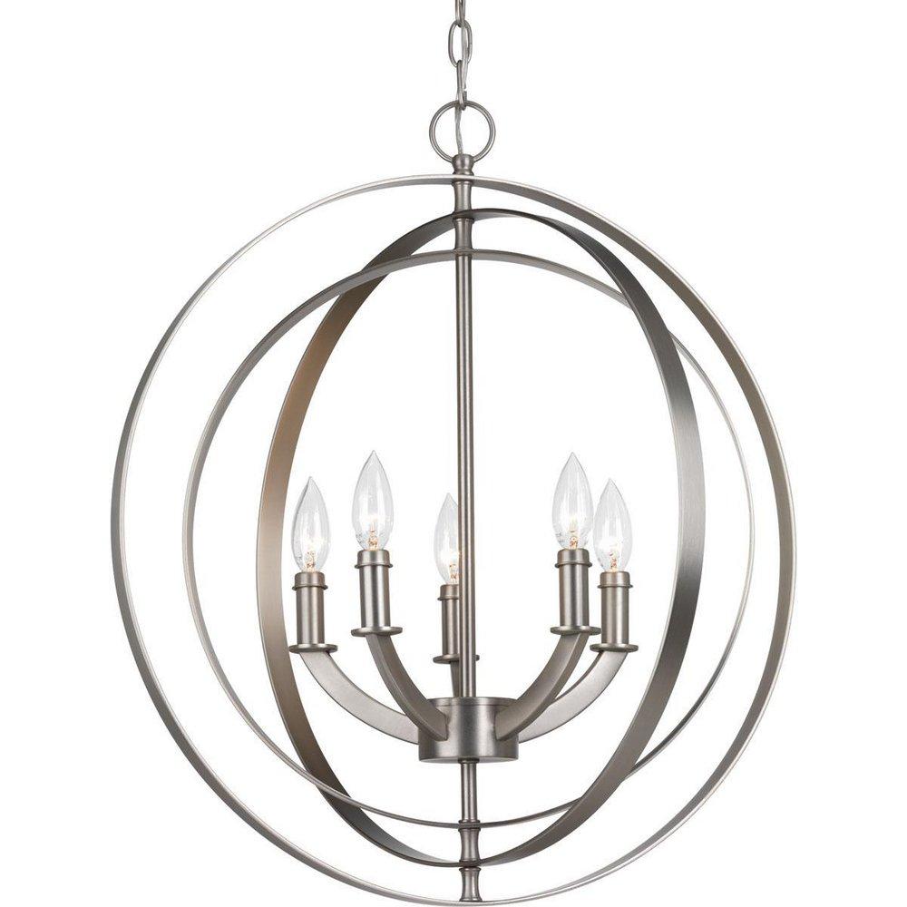 Progress Lighting Burnished Silver 60W 5-Light Candelabra E-12 Base Incandescent Foyer Light 