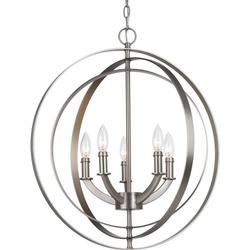 60W 5-Light Candelabra E-12 Base Incandescent Foyer Light in Burnished Silver