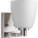 5-1/4 x 7-1/4 in. 100W 1-Light Medium E-26 Incandescent Vanity Fixture with Etched Opal Glass in Brushed Nickel