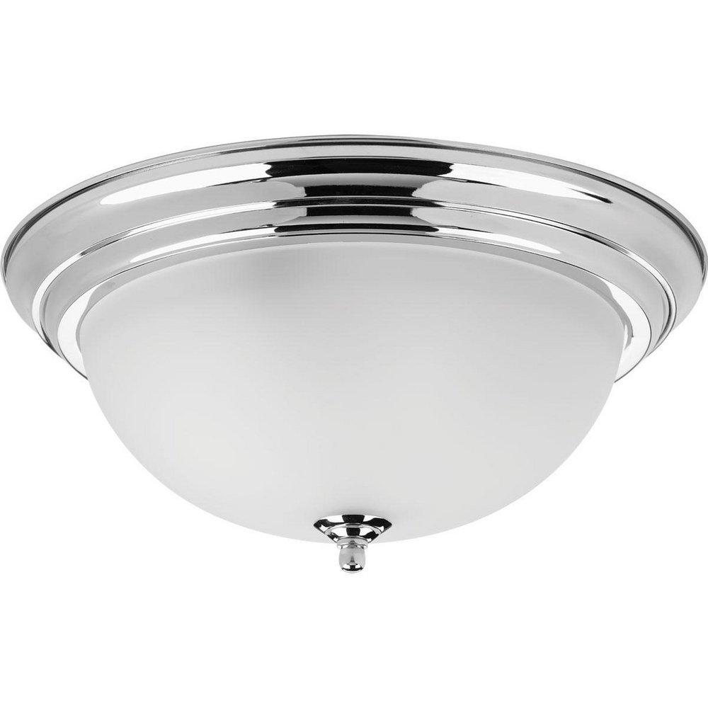 Progress Lighting Polished Chrome 15-1/4 x 6-5/8 in. 60 W 3-Light Medium Flush Mount Ceiling Fixture with Etched Glass 