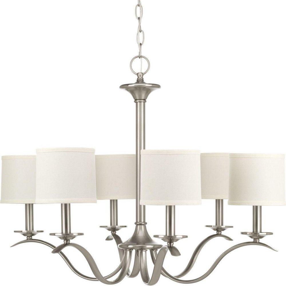 Progress Lighting Brushed Nickel 60W 6-Light Candelabra E-12 Base Incandescent Chandelier 
