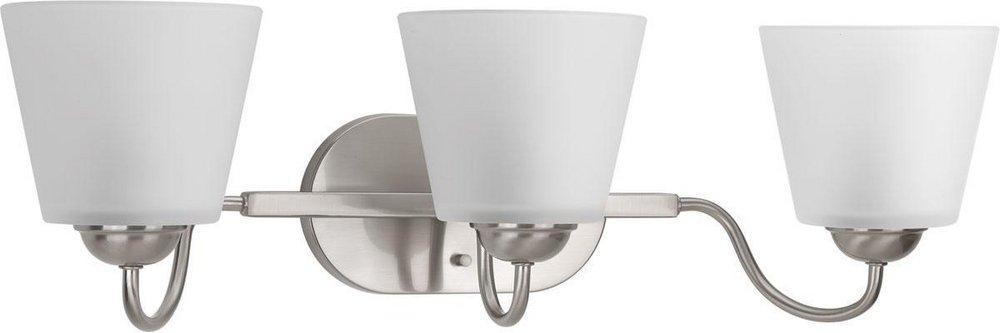 Progress Lighting Brushed Nickel 100W 3-Light Vanity with Etched Glass 