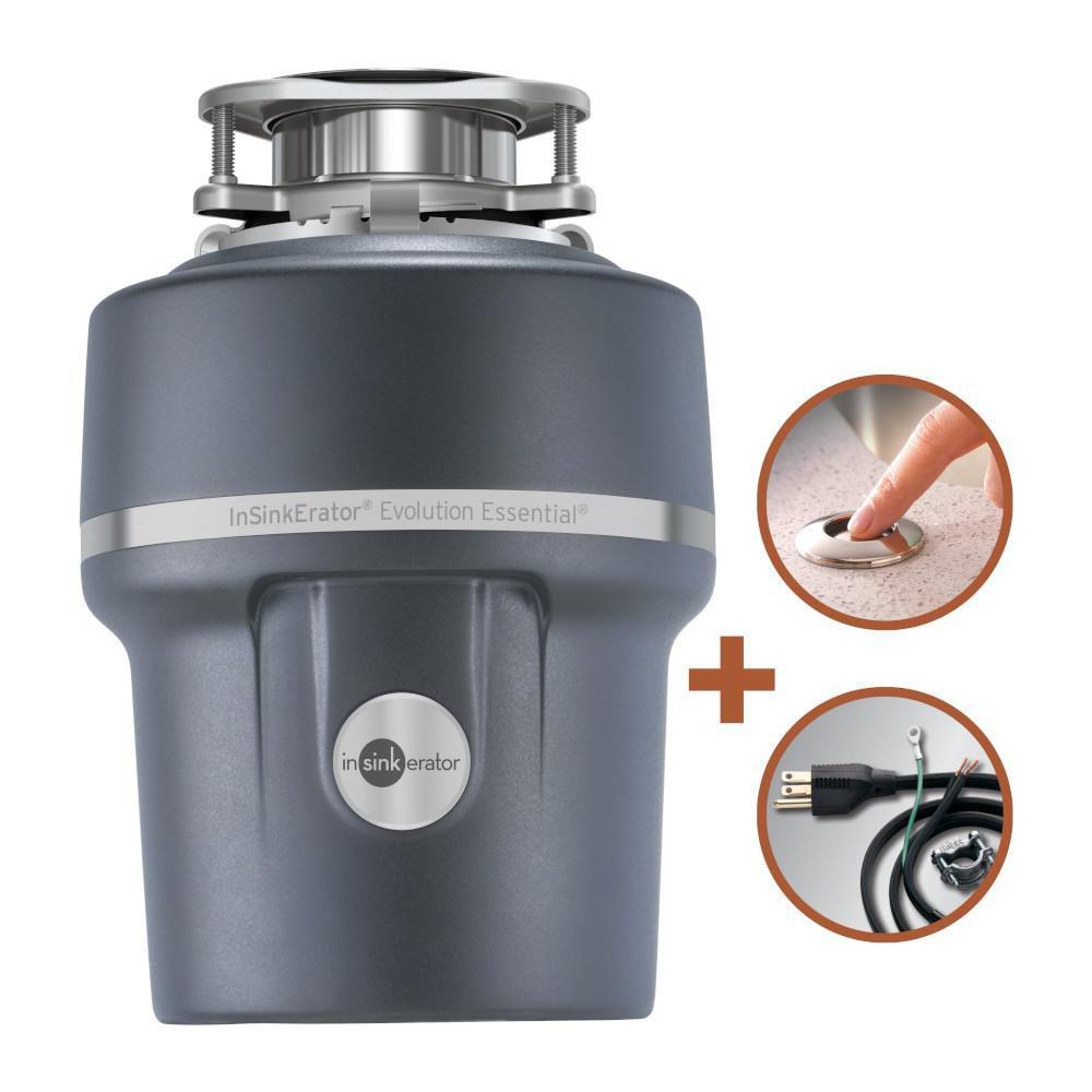 InSinkErator® Black Enamel/Grey Continuous Feed Garbage Disposal with SoundSeal Technology - Includes Power Cord and SinkTop Switch 