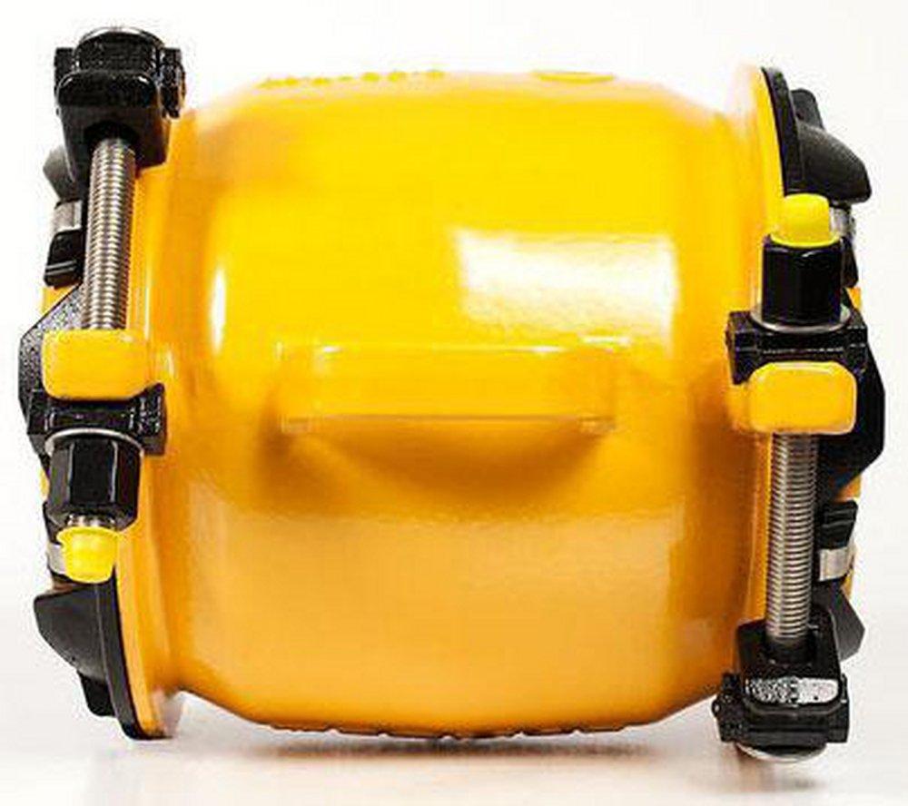 Romac Industries OD Tube Fusion Bonded Epoxy Ductile Iron Coupling with Stainless Steel Hook and Rubber Gasket 