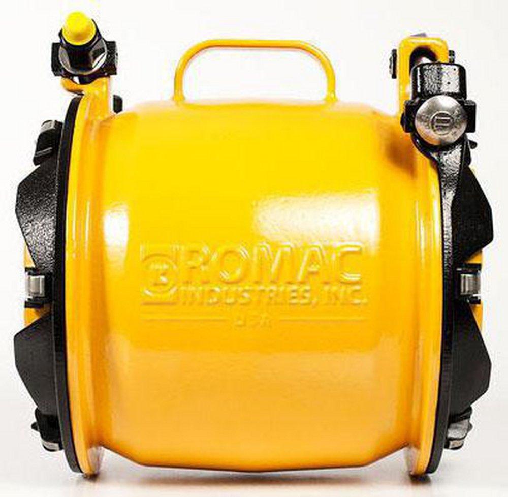 Romac Industries OD Tube Fusion Bonded Epoxy Ductile Iron Coupling with Stainless Steel Hook and Rubber Gasket 