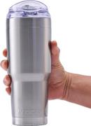 32 oz. Copper Plated and 18-8 Stainless Steel Tumbler with Snap Lid in Silver