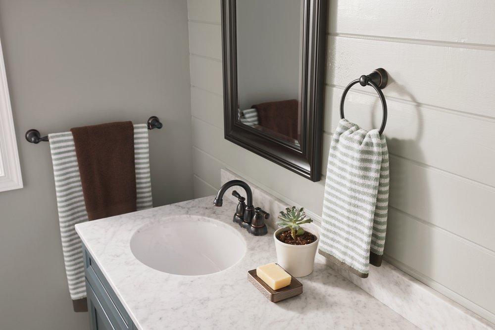 Moen Mediterranean Bronze Two Handle Centerset Bathroom Sink Faucet 