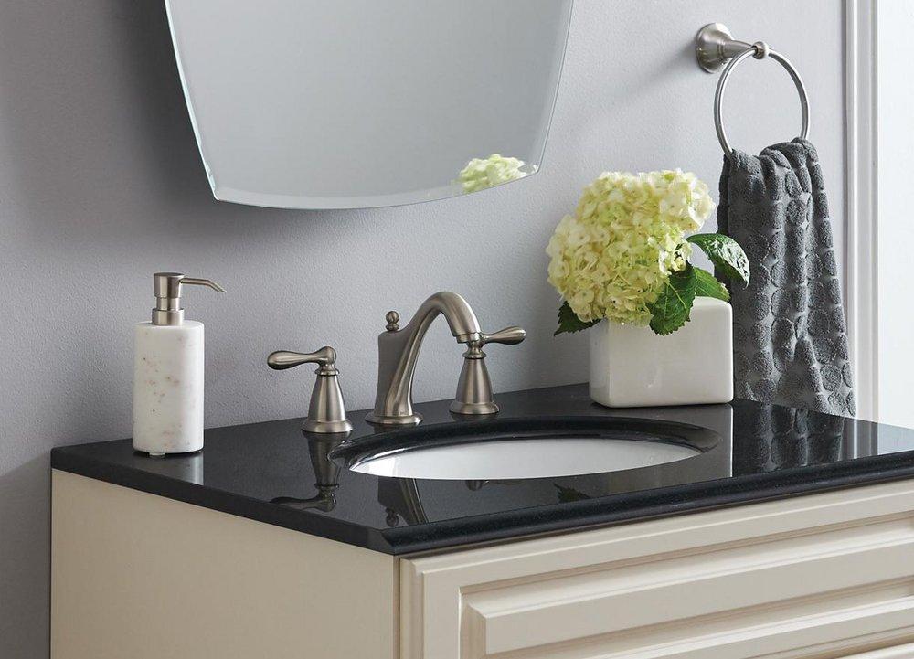 Moen Spot Resist&reg; Brushed Nickel Two Handle Widespread Bathroom Sink Faucet Lever Handle 