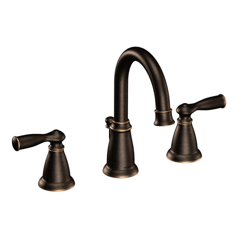 Moen Mediterranean Bronze Two Handle Widespread Bathroom Sink Faucet 