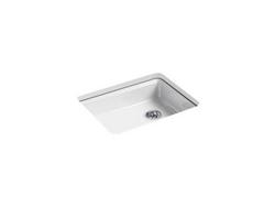 25 in. Undermount Cast Iron Single Bowl Kitchen Sink in White