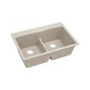 33 x 22 in. No Hole Composite Double Bowl Drop-in Kitchen Sink in Putty