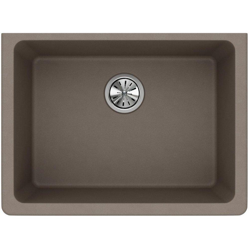 Elkay Greige 24-5/8 x 18-1/2 in. No Hole Composite Single Bowl Undermount Kitchen Sink 