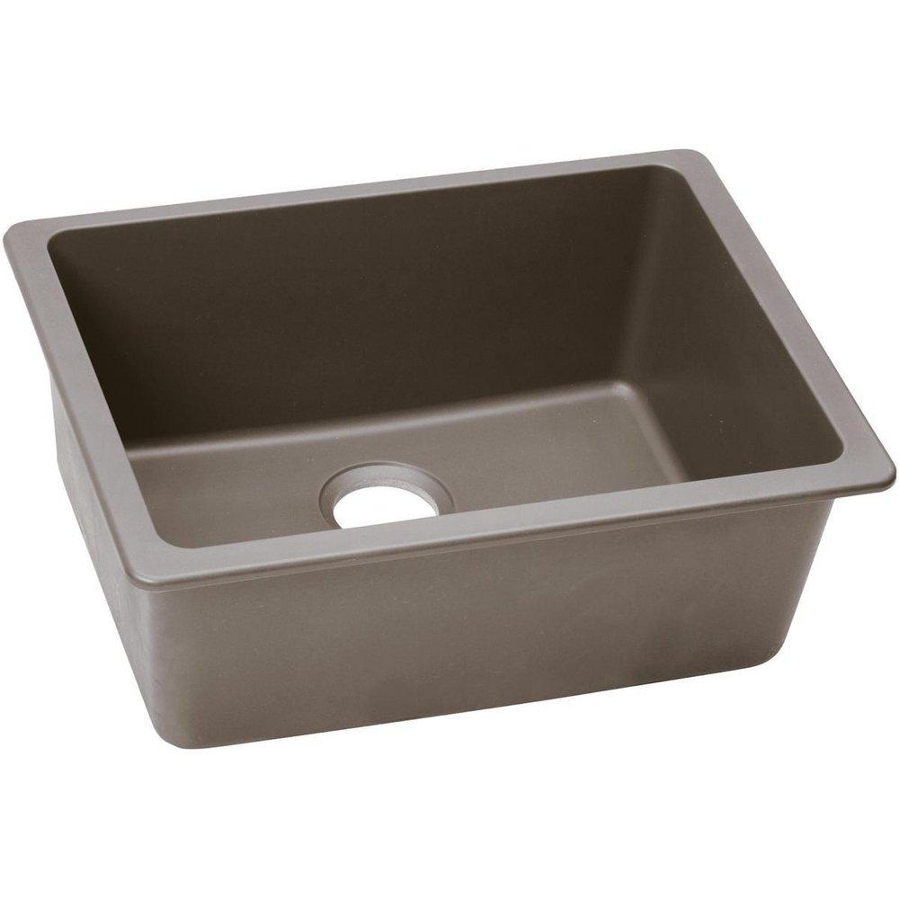 Elkay Greige 24-5/8 x 18-1/2 in. No Hole Composite Single Bowl Undermount Kitchen Sink 