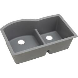 33 in. Undermount Composite Double Bowl Kitchen Sink in Greystone
