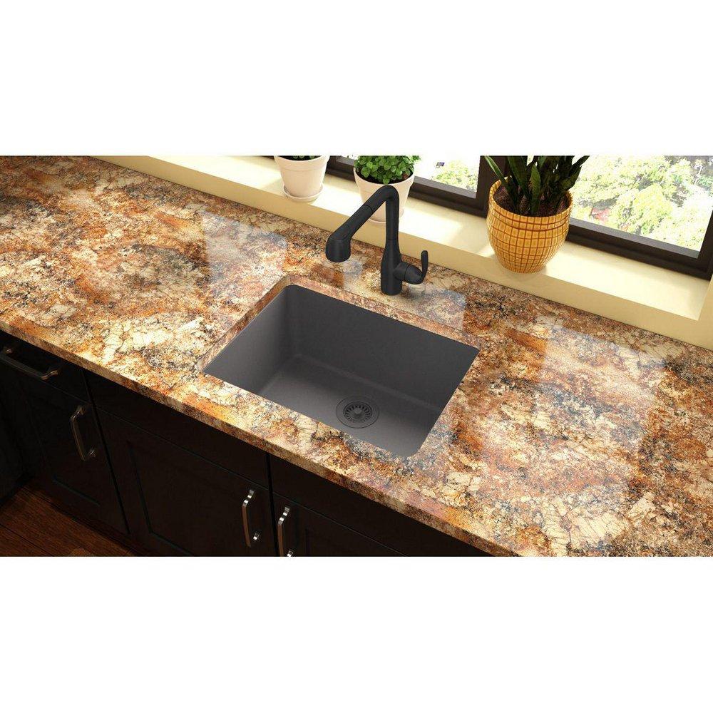 Elkay Greystone 24-5/8 x 18-1/2 in. No Hole Composite Single Bowl Undermount Kitchen Sink 