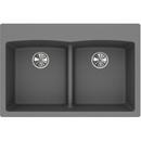 Elkay Greystone 33 x 22 in. No Hole Composite Double Bowl Drop-in Kitchen Sink 