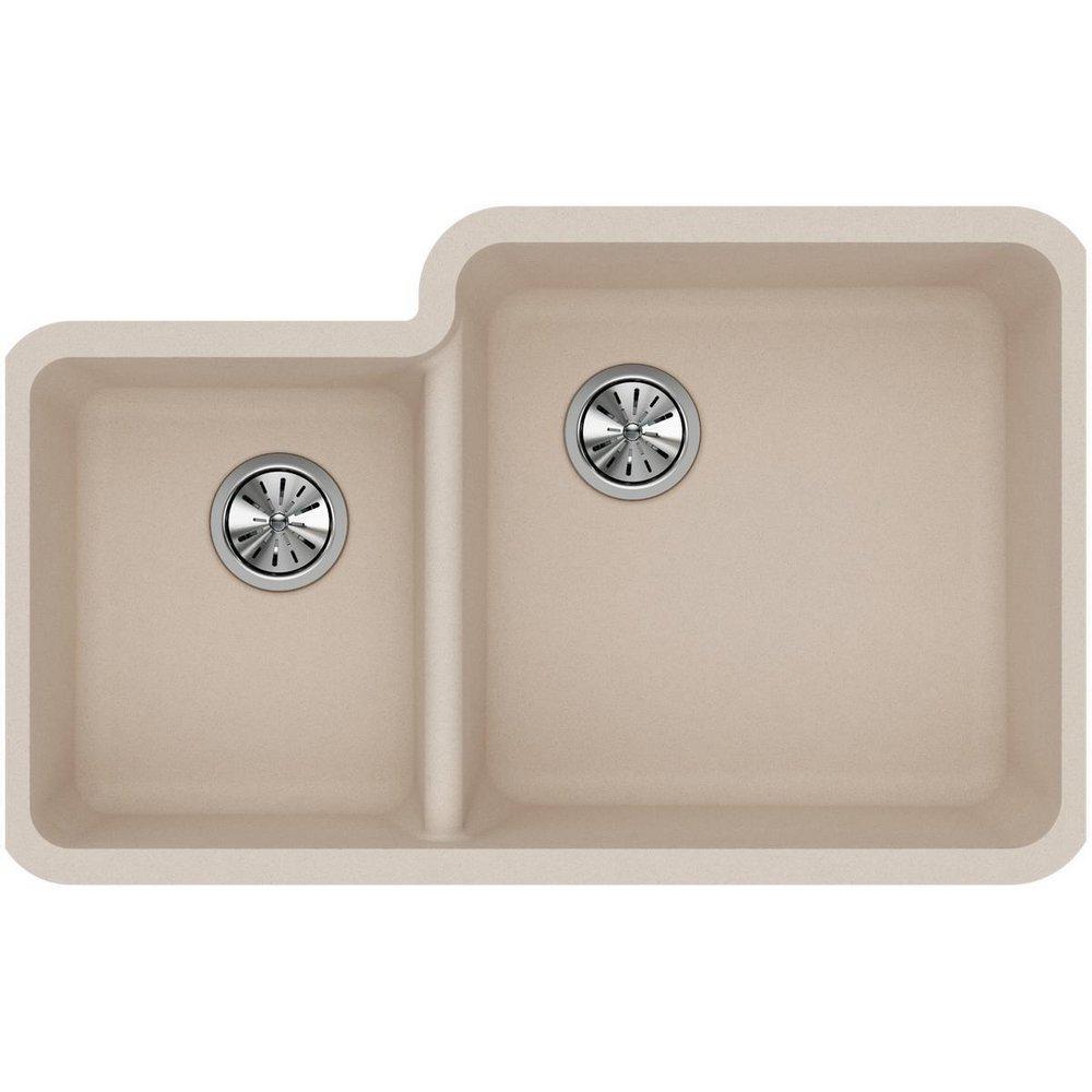 Elkay Putty QUARTZ Classic 33 x 20-11/16 x 9 Double Bowl Undermount Sink  Putty 
