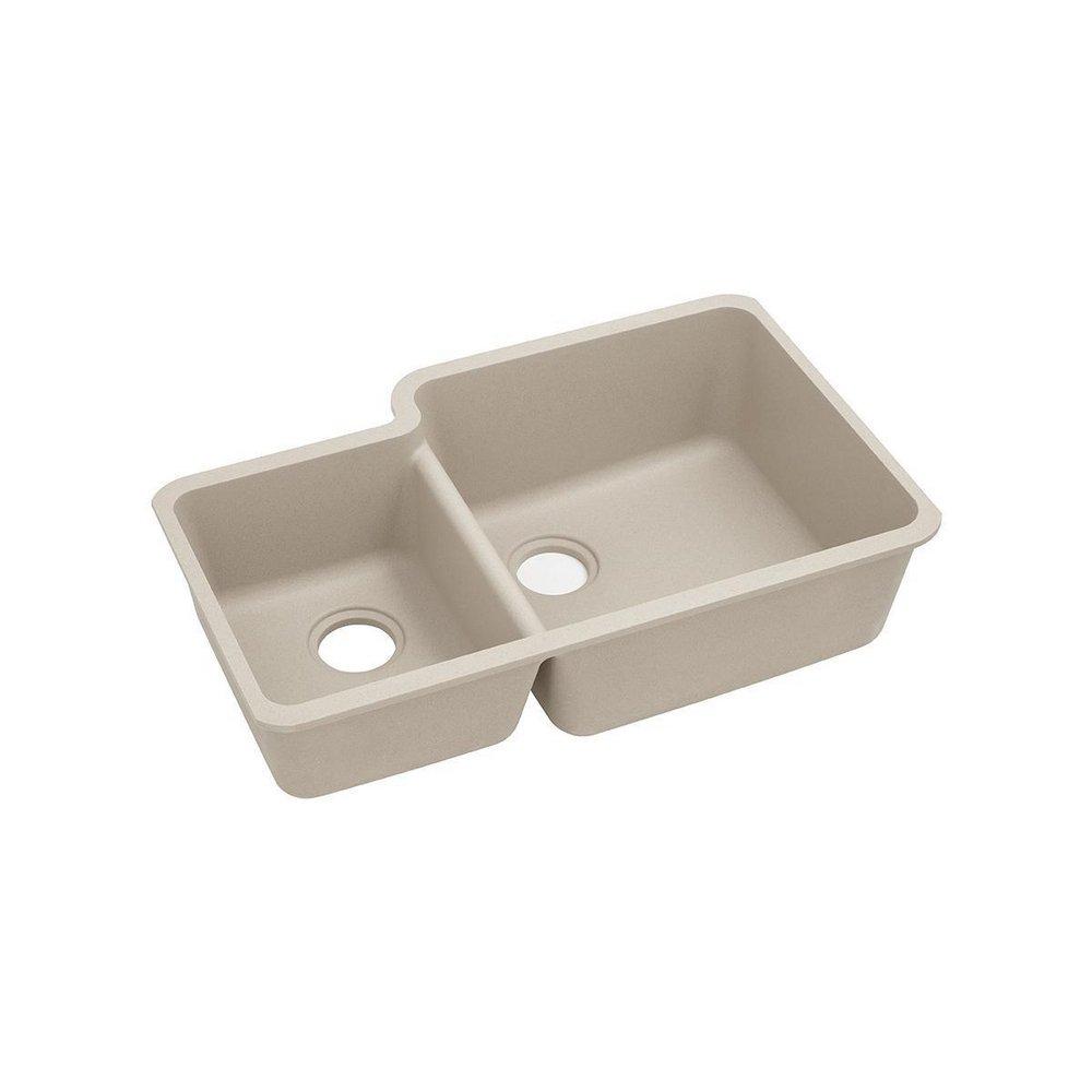 Elkay Putty QUARTZ Classic 33 x 20-11/16 x 9 Double Bowl Undermount Sink  Putty 
