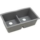 33 x 19 in. No Hole Composite Double Bowl Undermount Kitchen Sink in Greystone