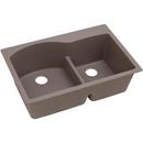 33 x 22 in. No-Hole Composite Double Bowl Drop-in Kitchen Sink in Greige