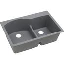 33 x 22 in. No Hole Composite Double Bowl Drop-in Kitchen Sink in Greystone