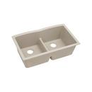 33 x 19 in. No Hole Composite Double Bowl Undermount Kitchen Sink in Putty