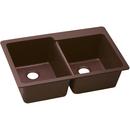 33 x 22 in. No Hole Composite Double Bowl Drop-in Kitchen Sink in Pecan