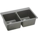 33 x 22 in. No Hole Composite Double Bowl Drop-in Kitchen Sink in Greystone