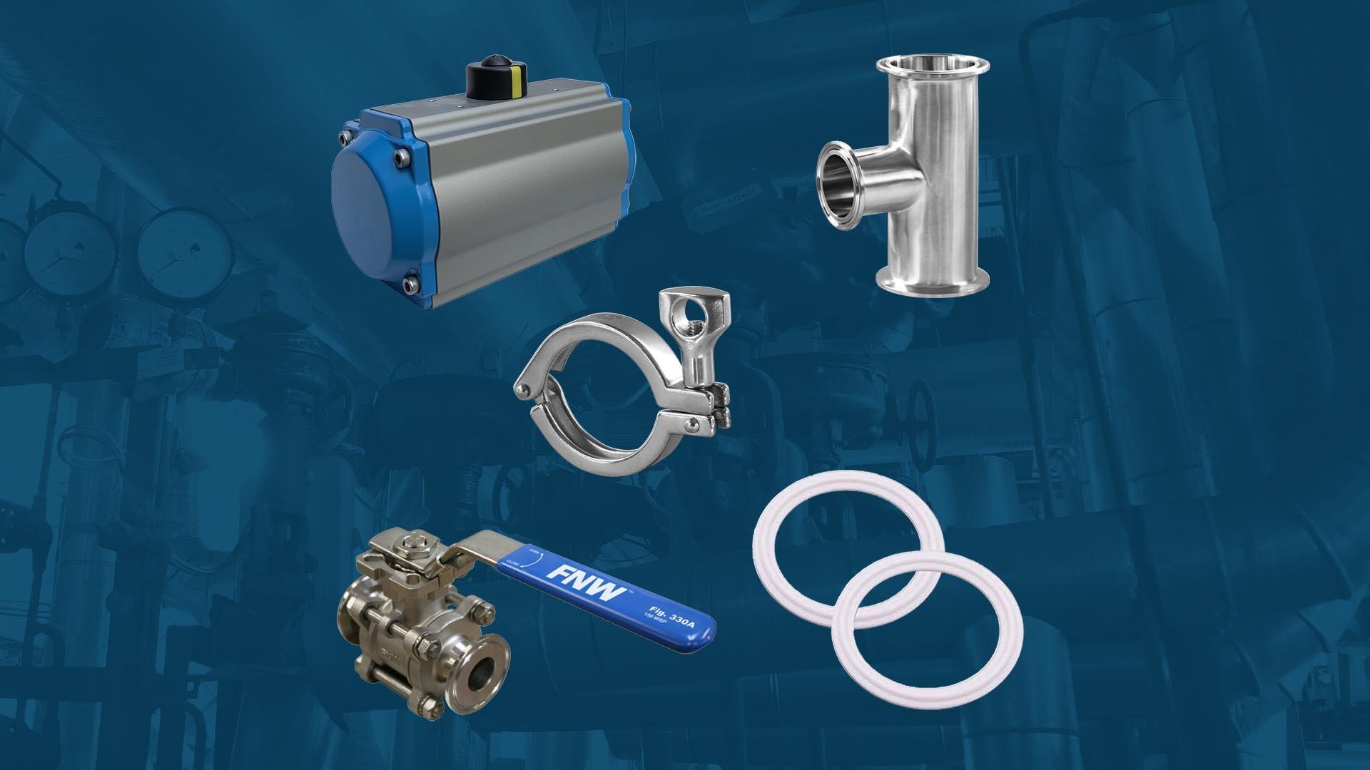 Sanitary ball valve installation products.