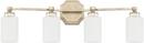 32-1/2 x 10-1/2 in. 400W 4-Light Medium E-26 Incandescent Vanity Fixture with Soft White Glass in Winter Gold