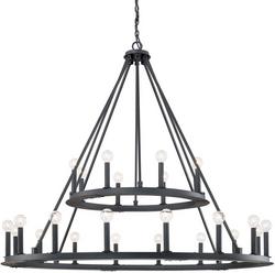 41 in. 24-Light Chandelier in Black Iron