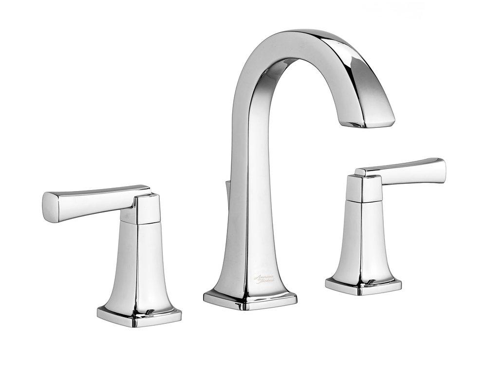 American Standard Polished Chrome Two Handle Widespread Bathroom Sink Faucet with High Arc Spout 