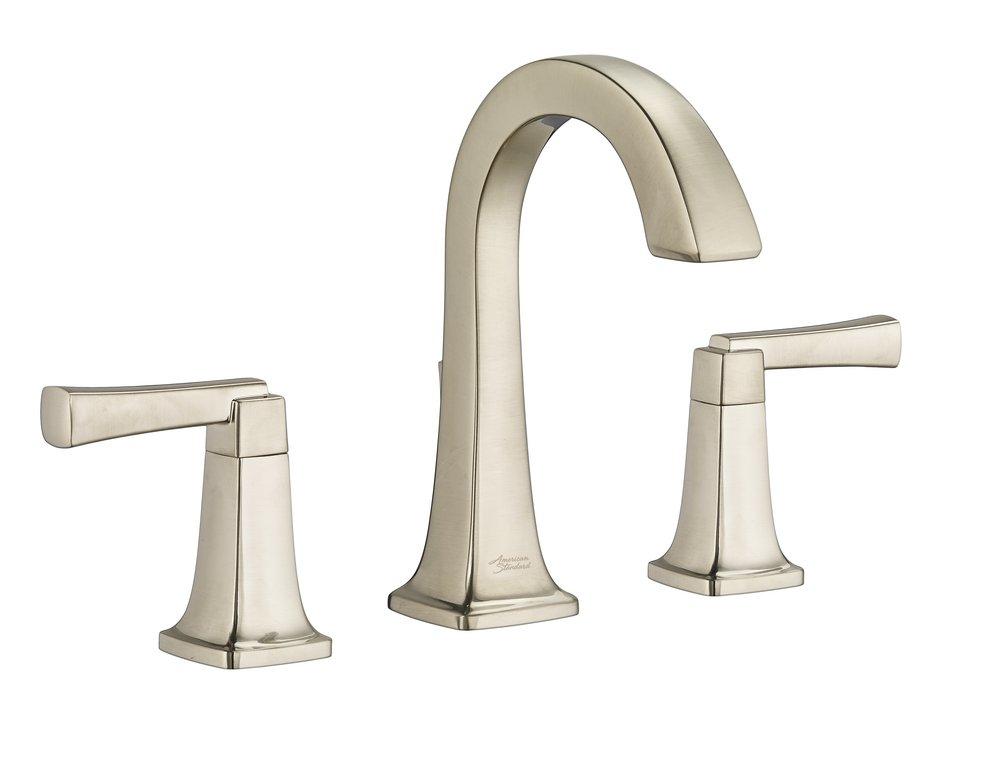 American Standard Brushed Nickel Two Handle Widespread Bathroom Sink Faucet with High Arc Spout 
