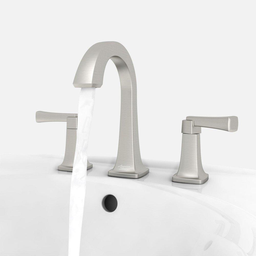 American Standard Brushed Nickel Two Handle Widespread Bathroom Sink Faucet with High Arc Spout 
