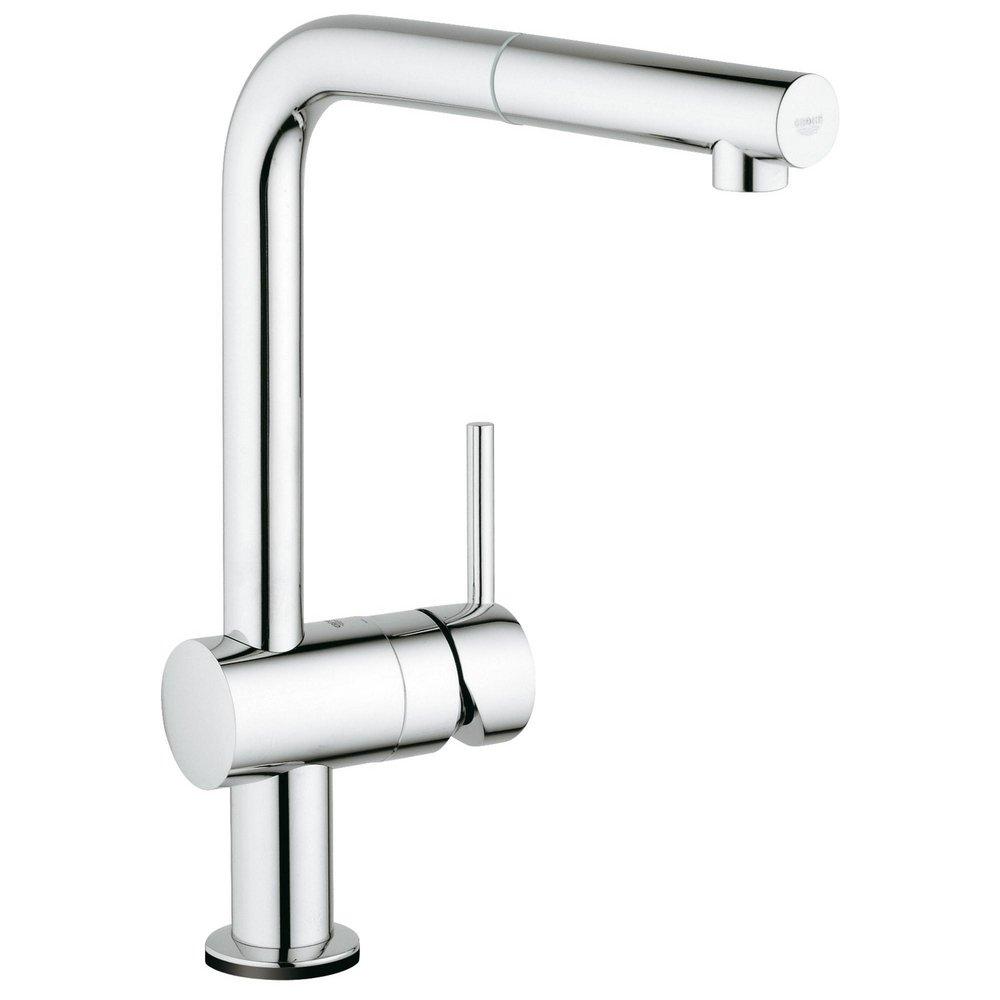 GROHE StarLight&reg; Chrome Single Handle Pull Down Sensor Kitchen Faucet 