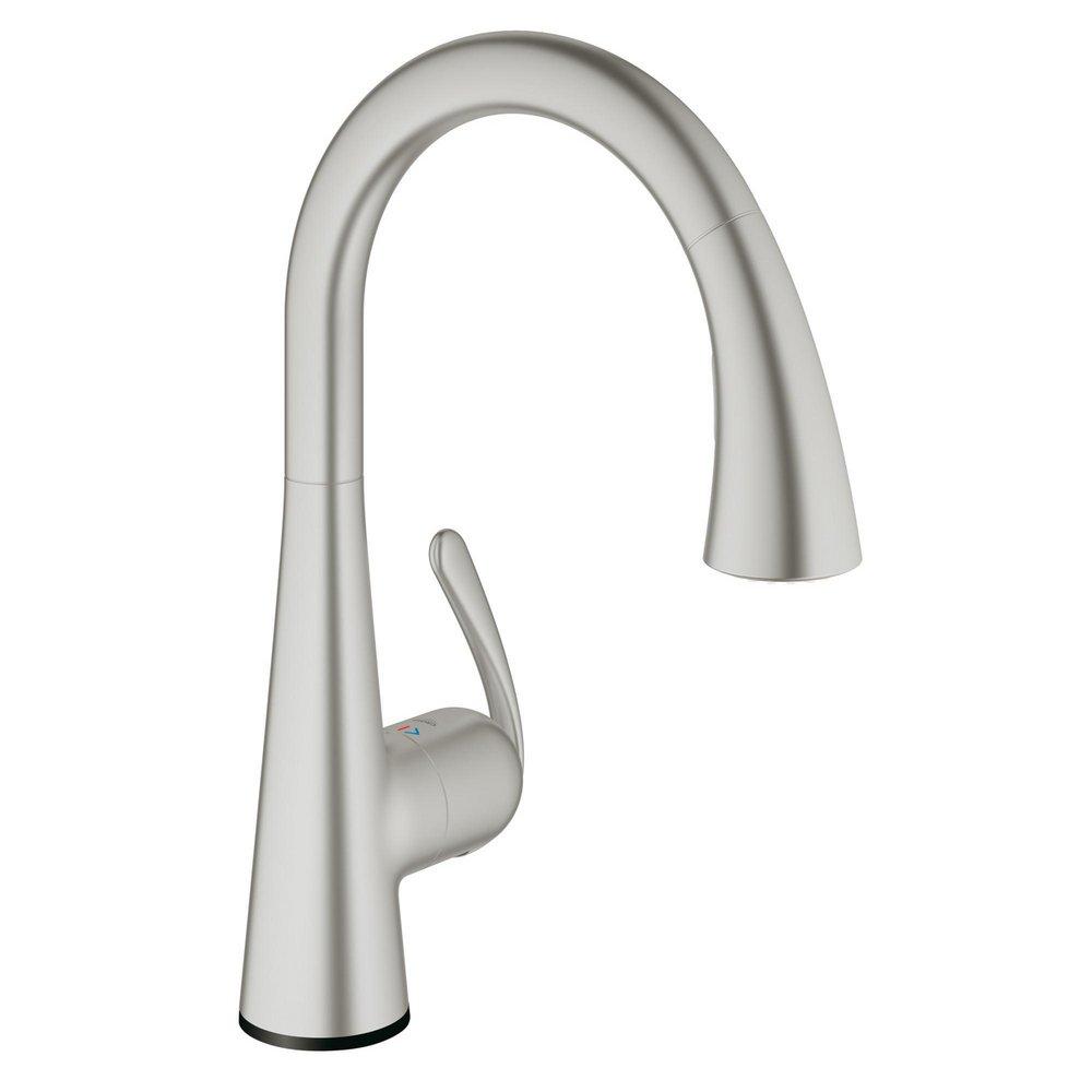GROHE SuperSteel Infinity&trade; Single Handle Pull Down Touch Activated Kitchen Faucet with Two-Function Spray 